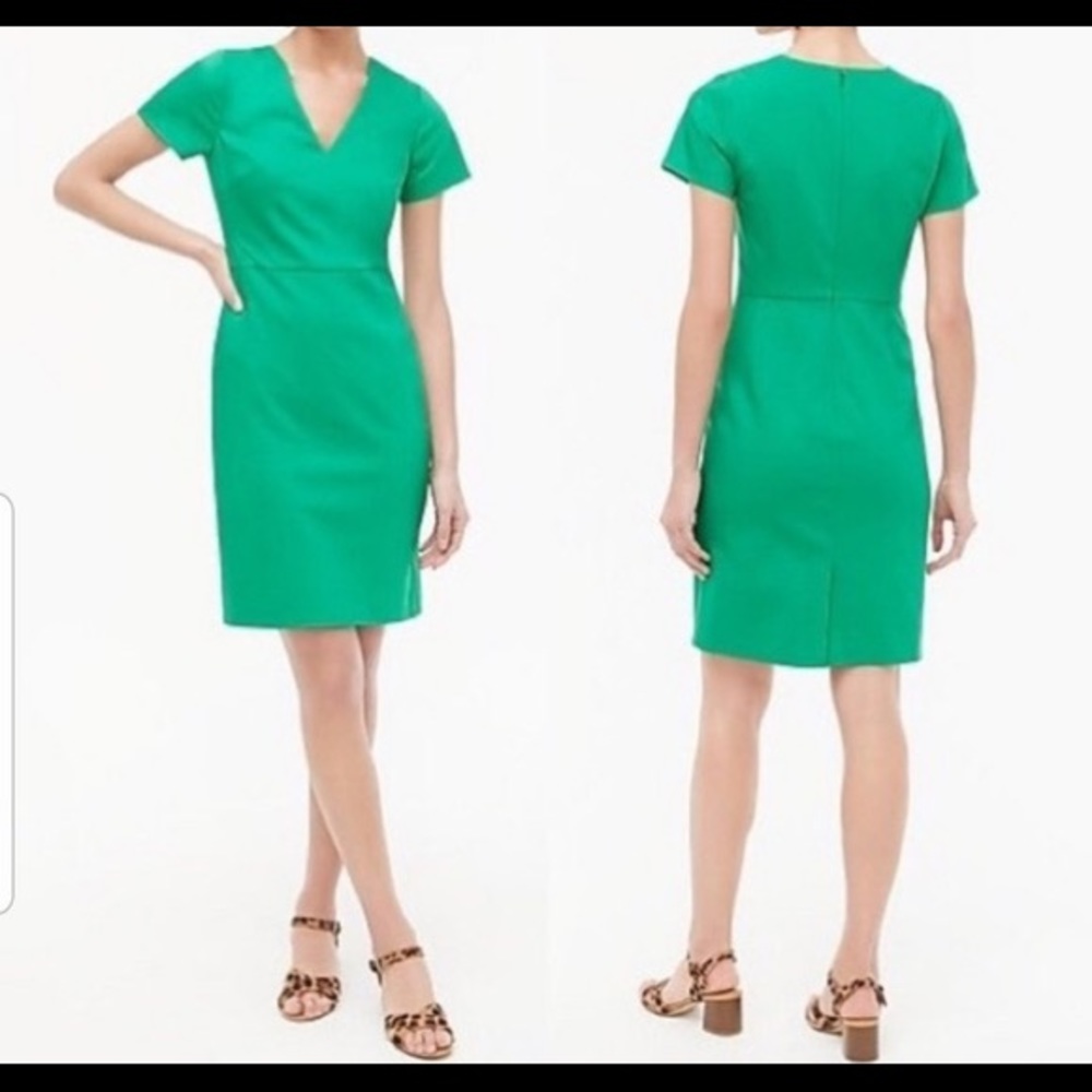 NWOT J Crew Lime Green V-Neck Pencil Dress